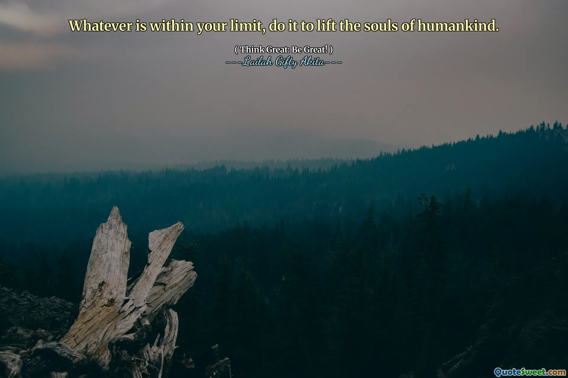 Whatever is within your limit, do it to lift the souls of humankind.