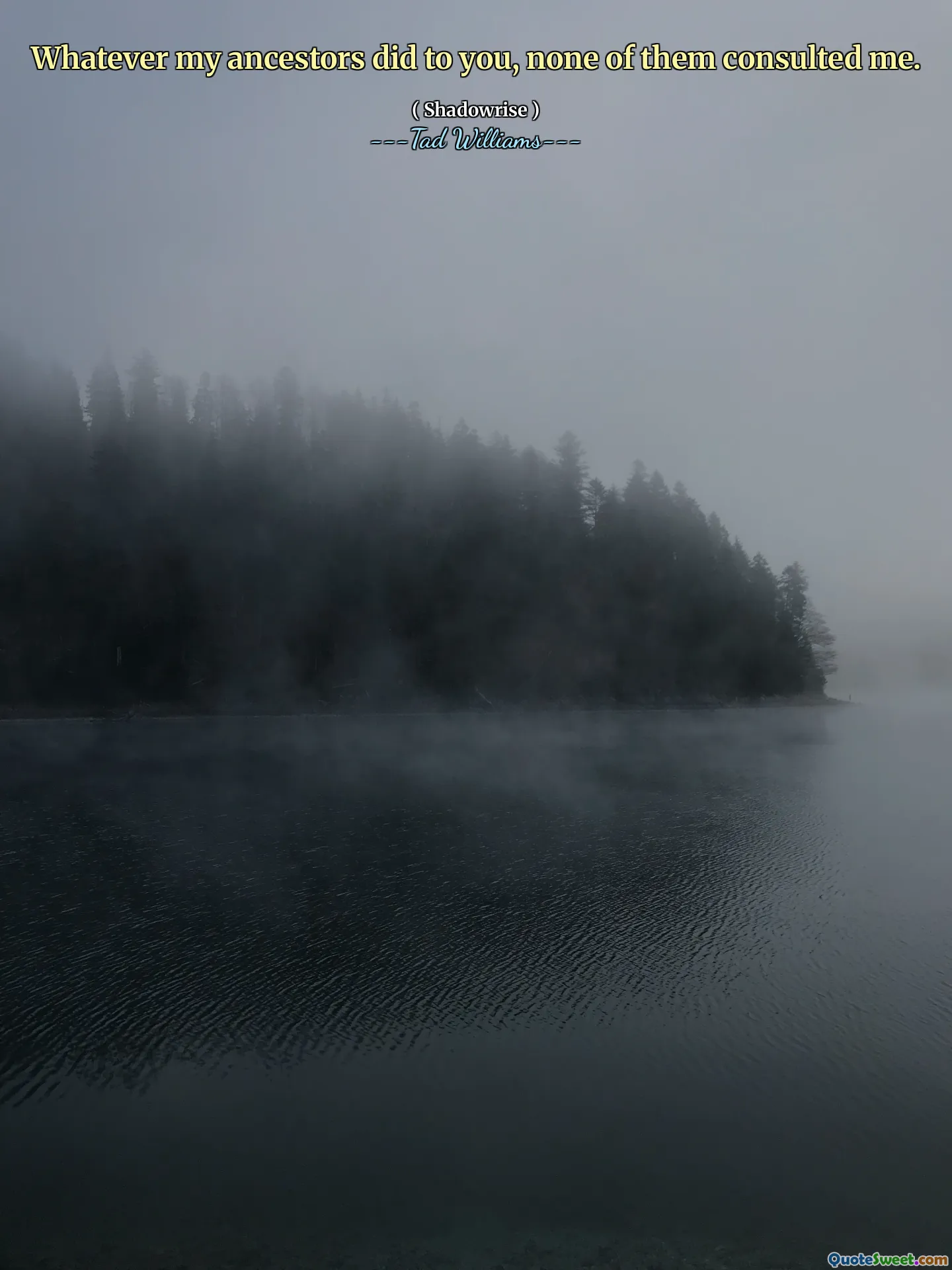 Whatever my ancestors did to you, none of them consulted me.