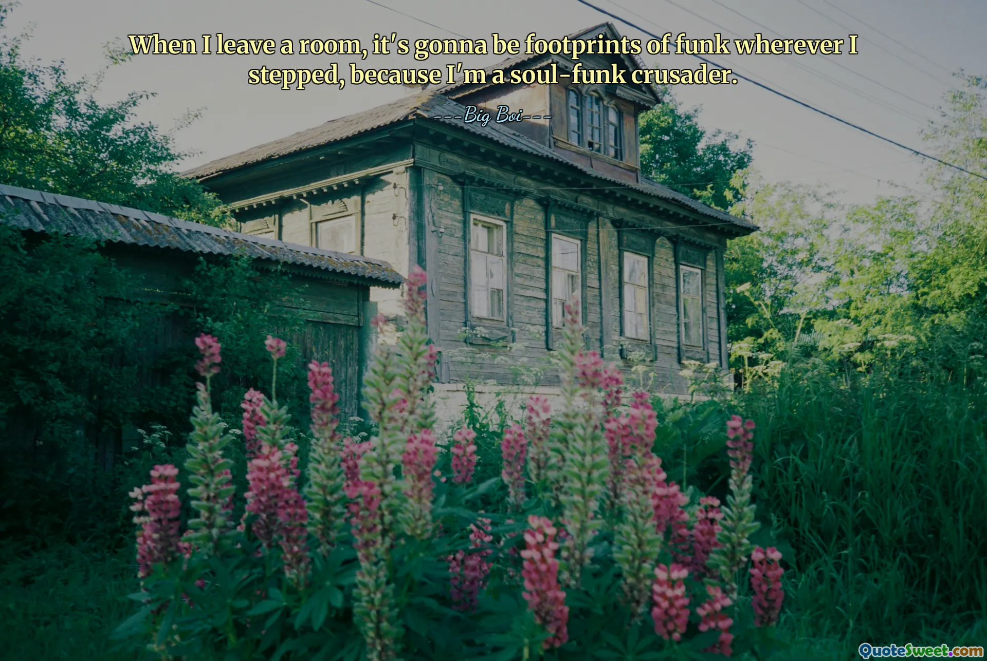 When I leave a room, it's gonna be footprints of funk wherever I stepped, because I'm a soul-funk crusader.