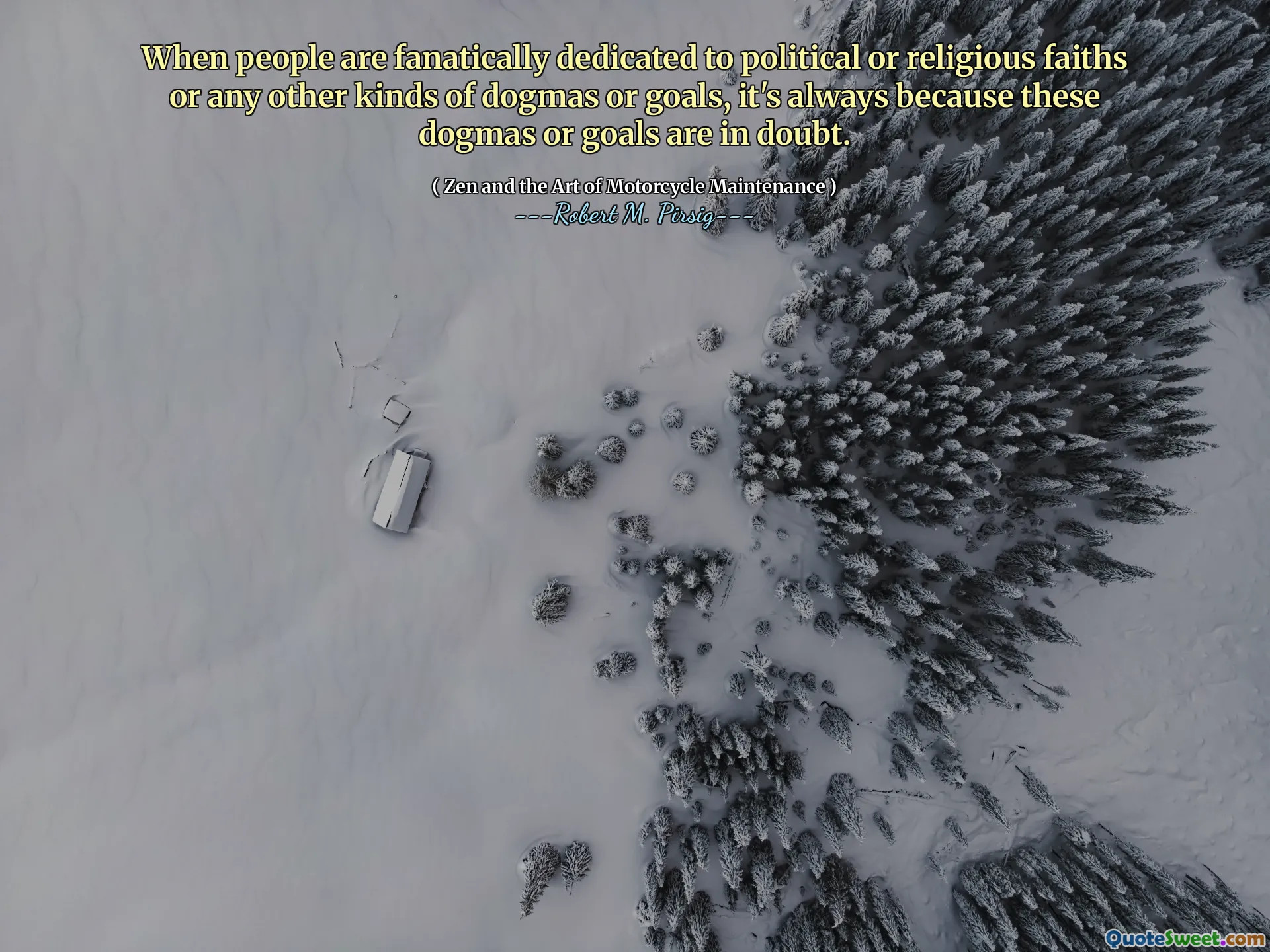 When people are fanatically dedicated to political or religious faiths or any other kinds of dogmas or goals, it's always because these dogmas or goals are in doubt.