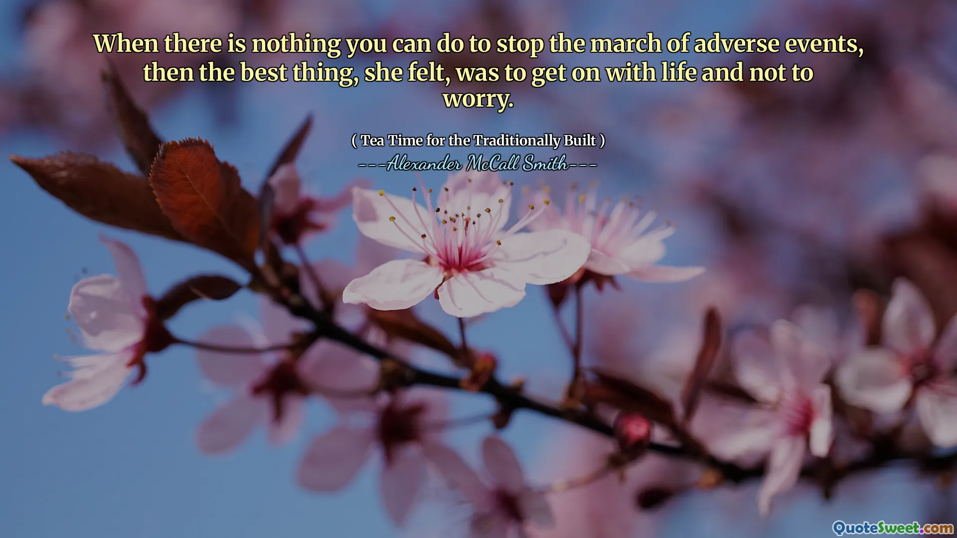 Când nu puteți face nimic pentru a opri marșul evenimentelor adverse, atunci cel mai bun lucru, a simțit ea, a fost să continuați viața și să nu vă faceți griji.