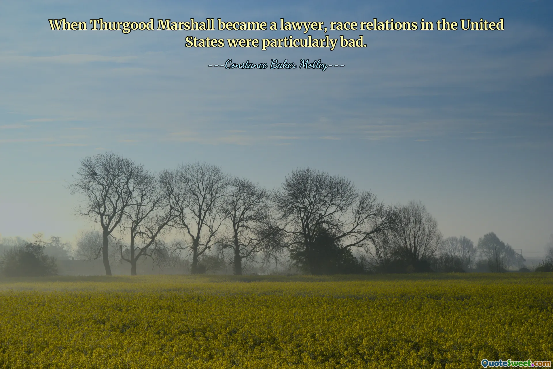 When Thurgood Marshall became a lawyer, race relations in the United States were particularly bad.