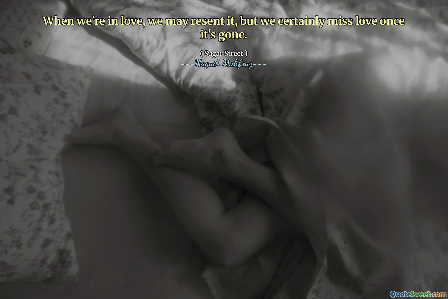 عندما نكون في حالة حب ، قد نستاء من ذلك ، لكننا بالتأكيد نفتقد الحب بمجرد انتهائه.