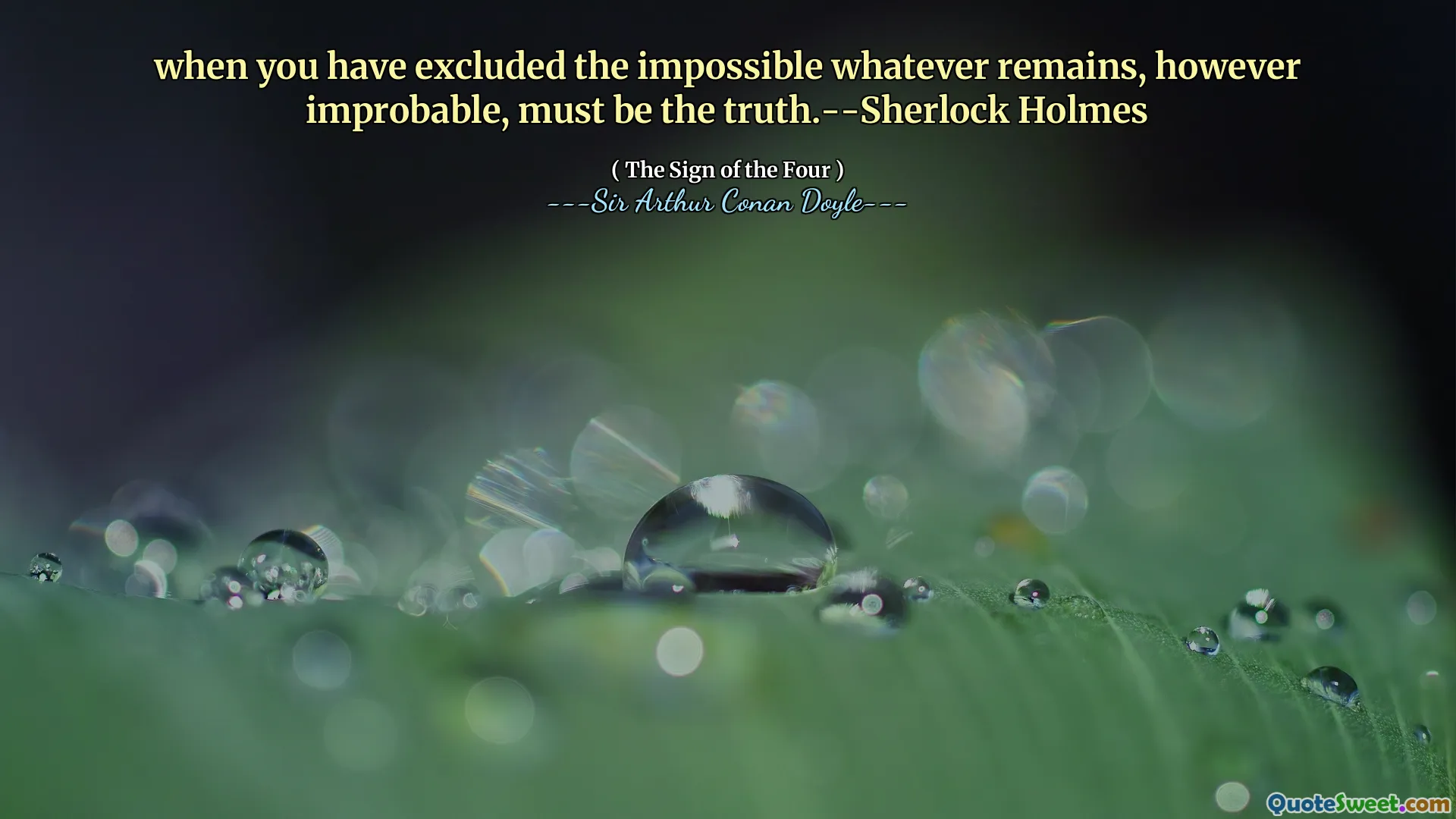 when you have excluded the impossible whatever remains, however improbable, must be the truth.--Sherlock Holmes