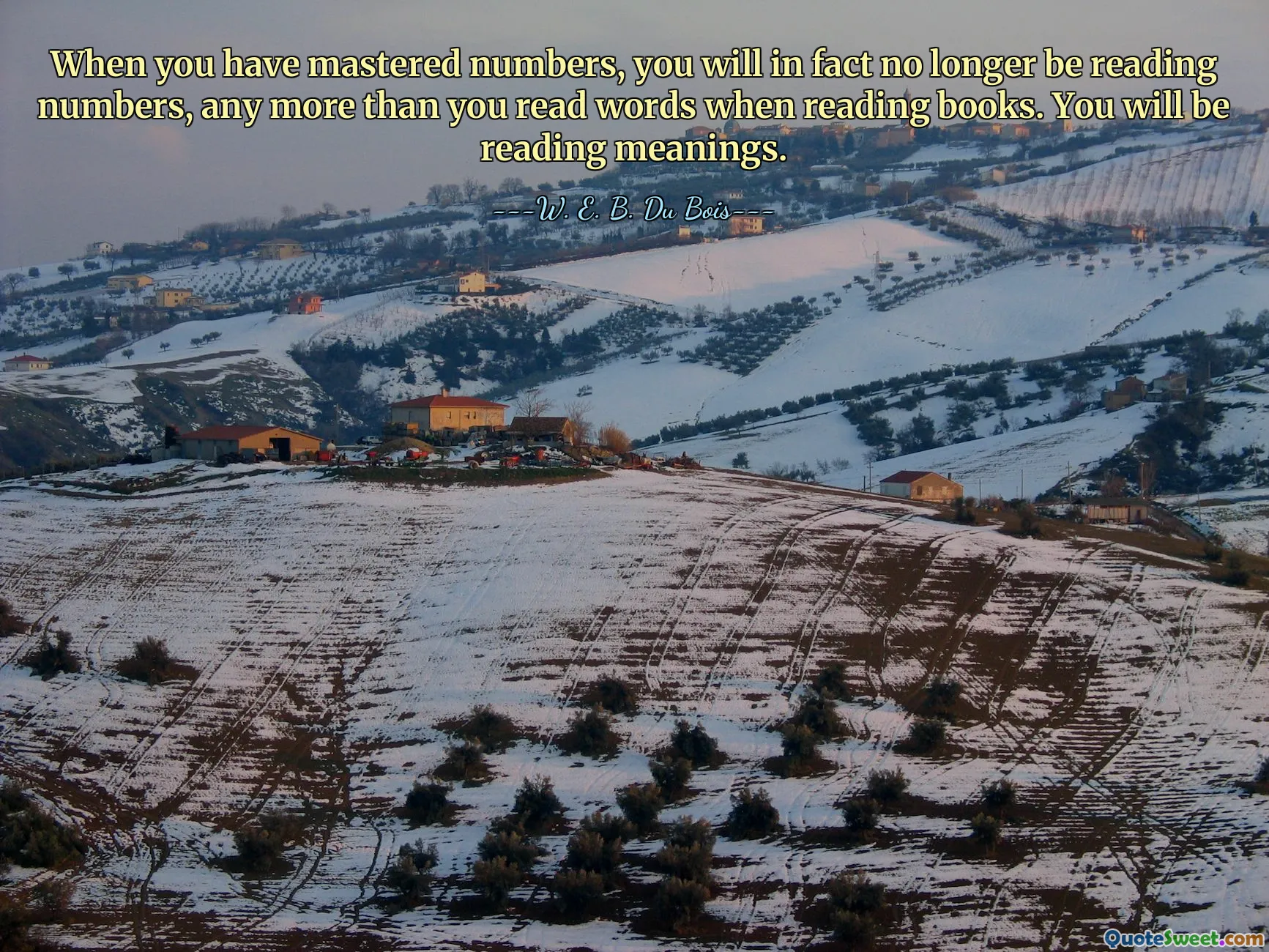 When you have mastered numbers, you will in fact no longer be reading numbers, any more than you read words when reading books. You will be reading meanings.