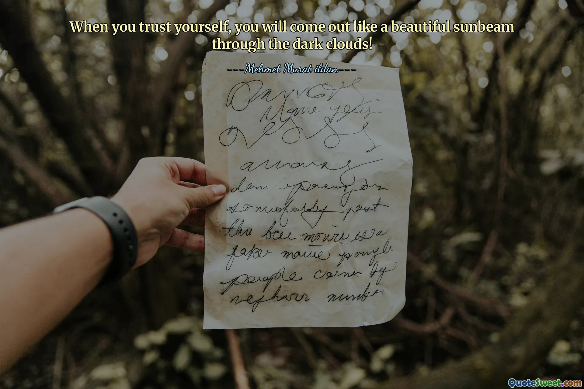 When you trust yourself, you will come out like a beautiful sunbeam through the dark clouds!