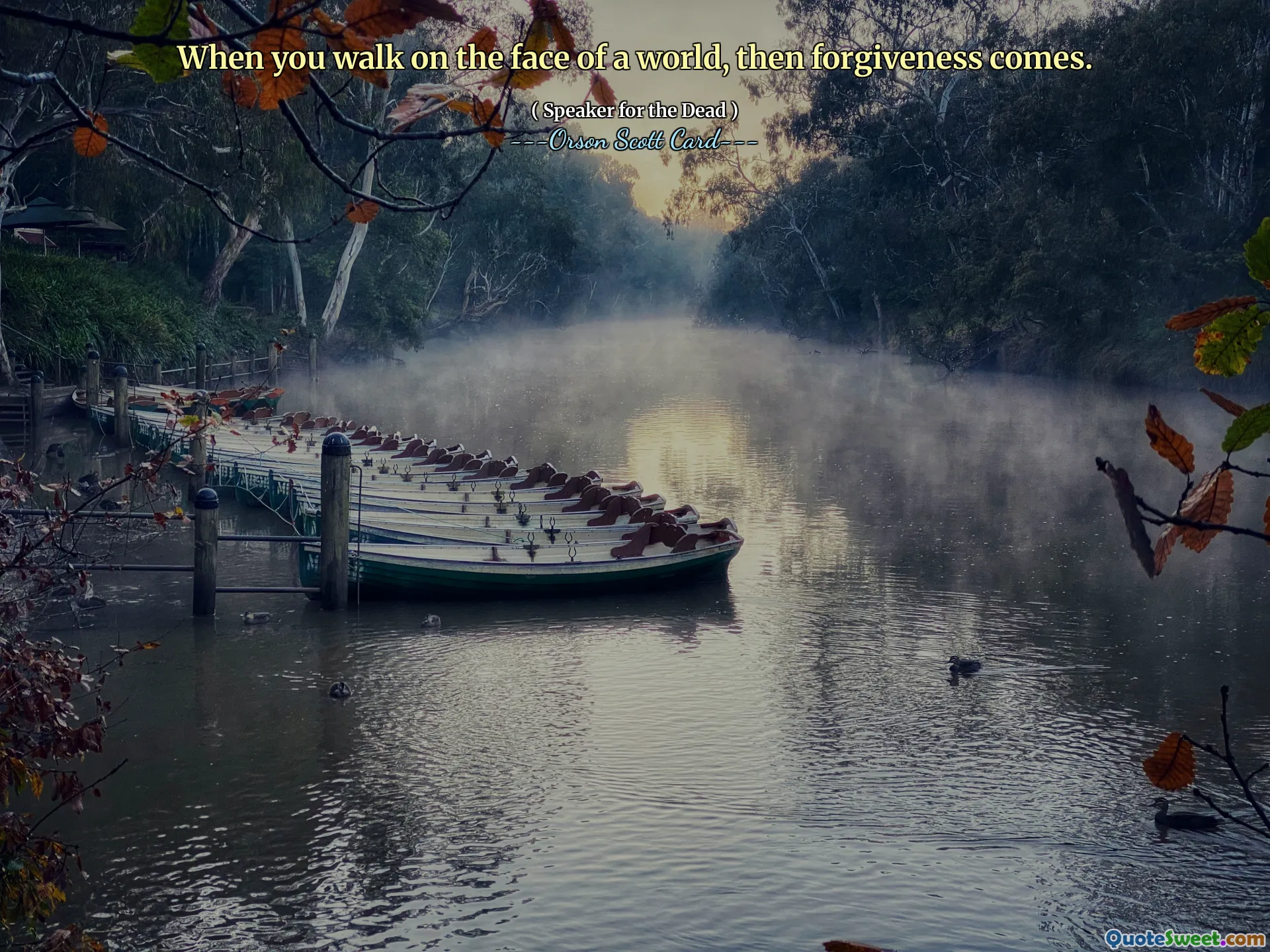 세상의 얼굴 위를 걸을 때 용서가 옵니다.