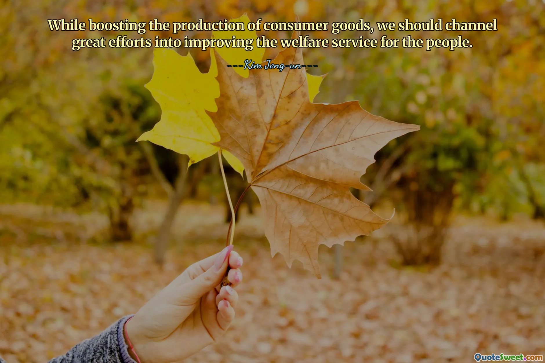 While boosting the production of consumer goods, we should channel great efforts into improving the welfare service for the people.