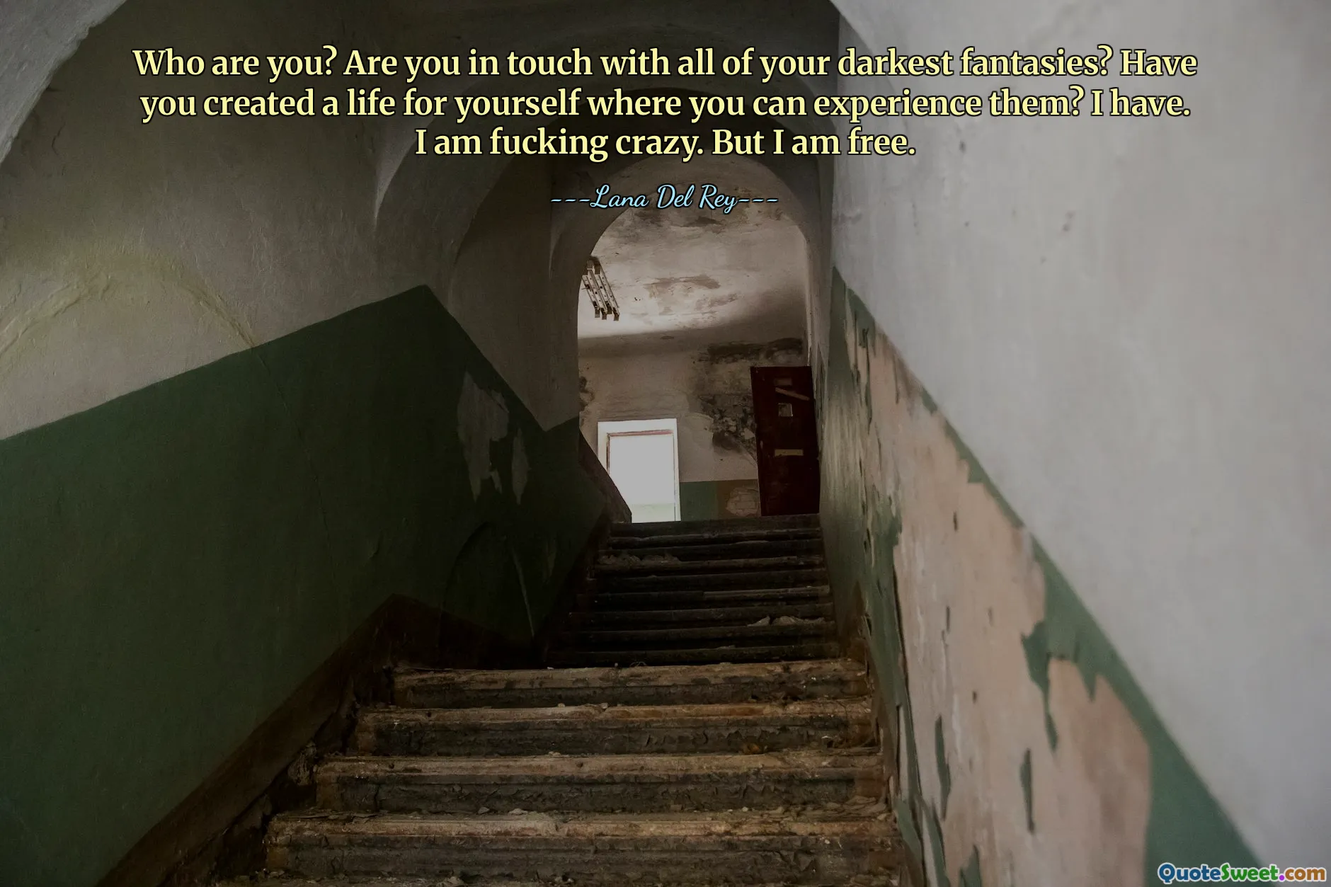 Who are you? Are you in touch with all of your darkest fantasies? Have you created a life for yourself where you can experience them? I have. I am fucking crazy. But I am free.