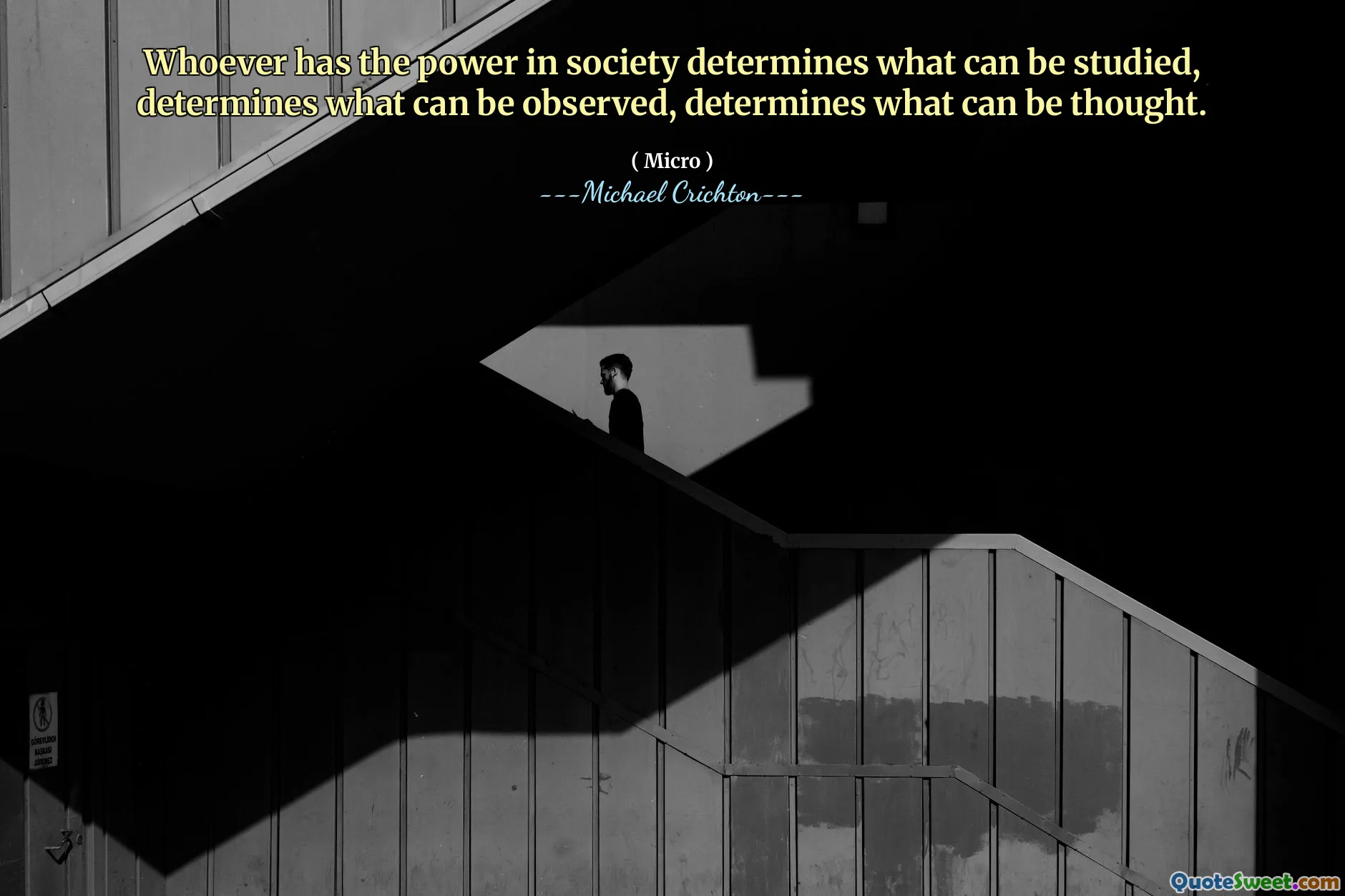 Whoever has the power in society determines what can be studied, determines what can be observed, determines what can be thought.