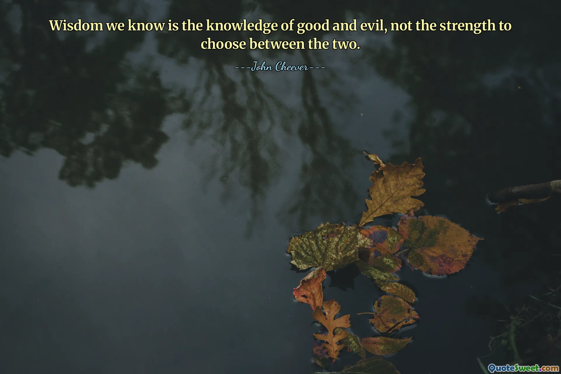 Wisdom we know is the knowledge of good and evil, not the strength to choose between the two.