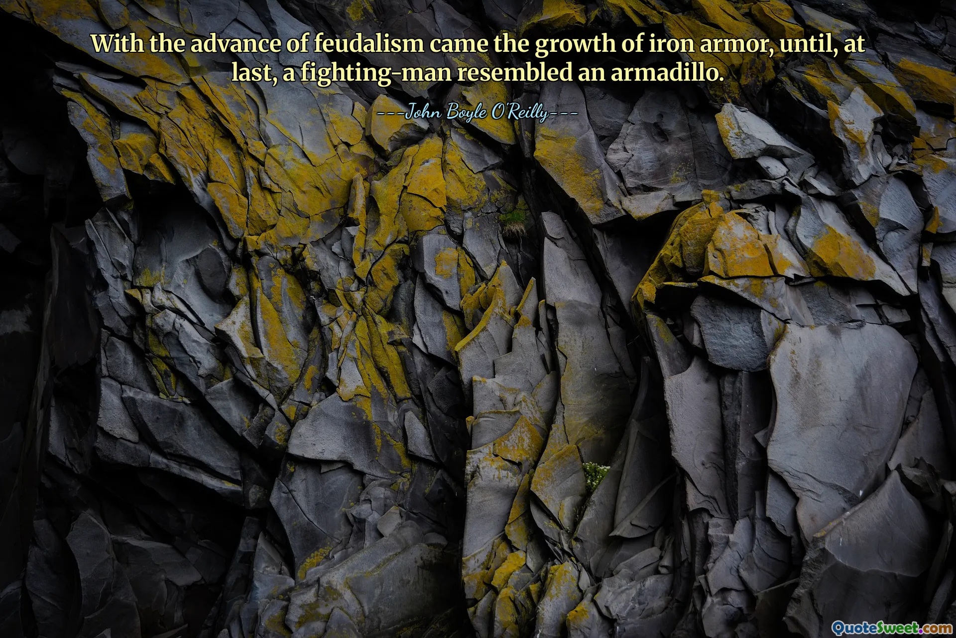 With the advance of feudalism came the growth of iron armor, until, at last, a fighting-man resembled an armadillo.