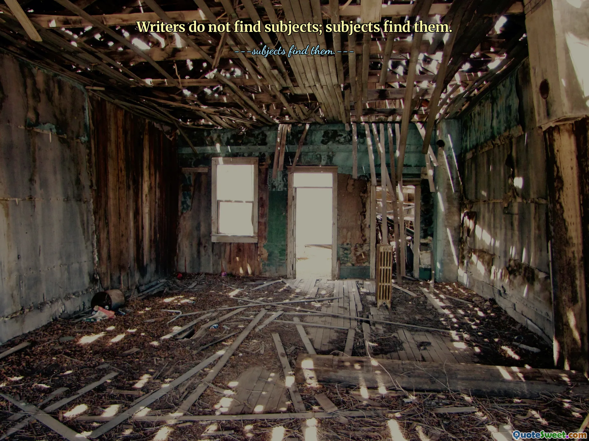 Writers do not find subjects; subjects find them.