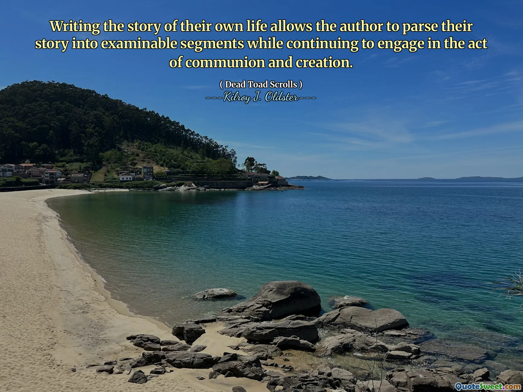 Writing the story of their own life allows the author to parse their story into examinable segments while continuing to engage in the act of communion and creation.