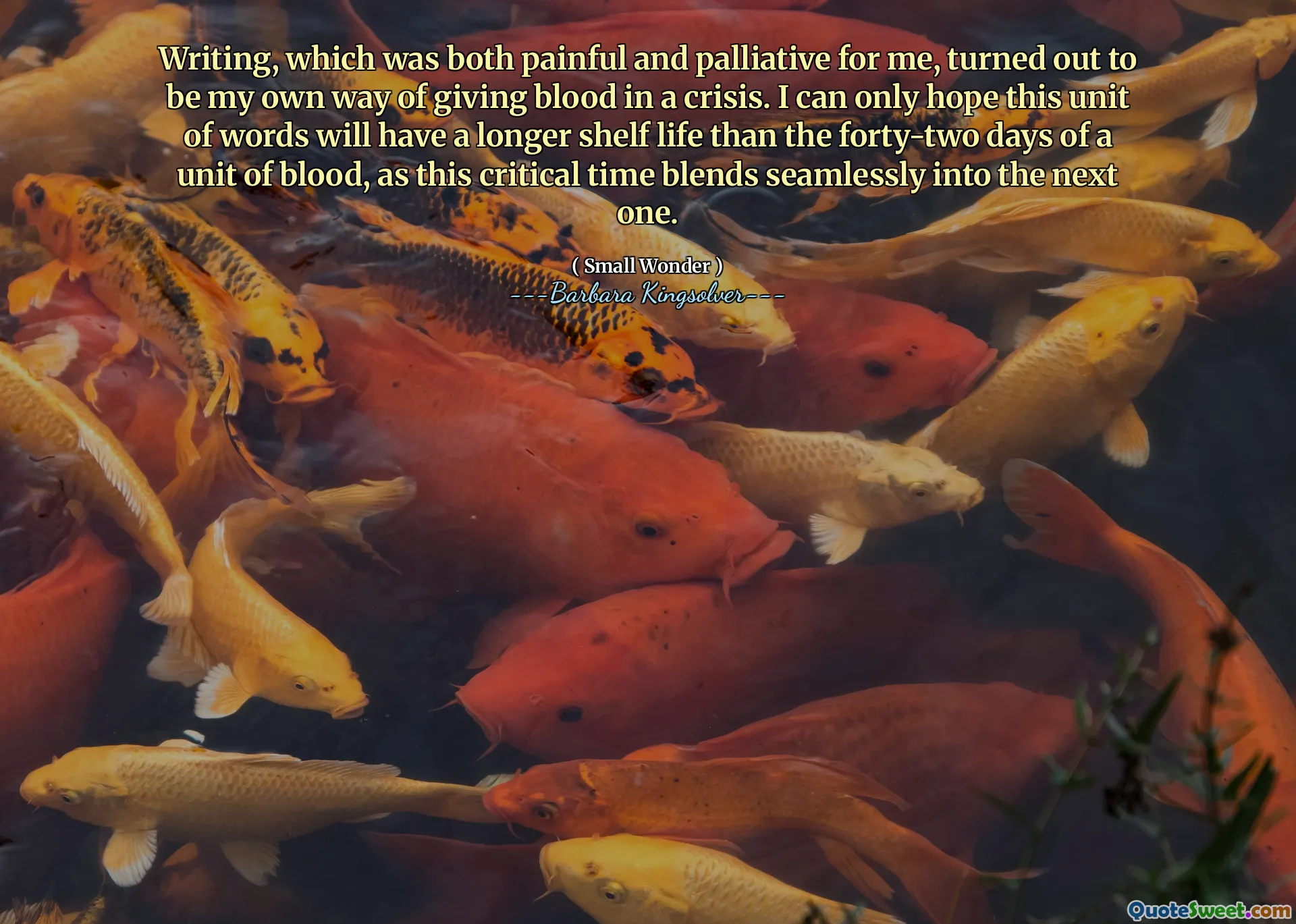 私にとって痛みを伴い、緩和的であった執筆は、危機において血を与える私自身の方法であることが判明しました。この重要な時刻が次のものにシームレスに溶け込むので、この単語の単位が血の単位の42日よりも長い貯蔵寿命を持つことを願っています。