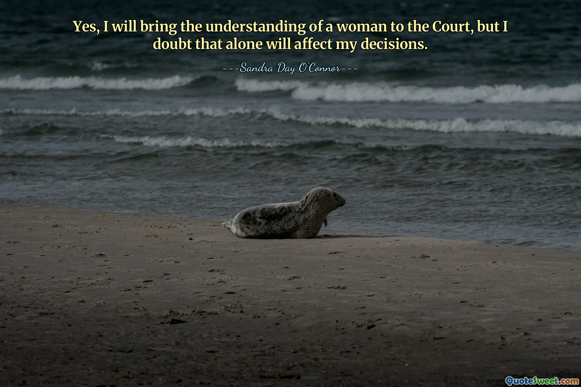 Yes, I will bring the understanding of a woman to the Court, but I doubt that alone will affect my decisions.