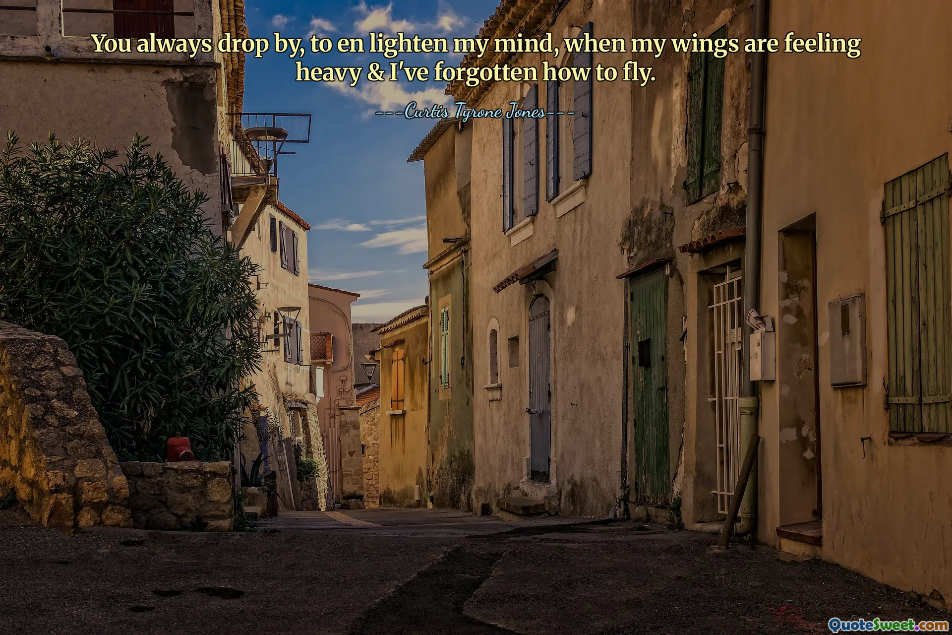 You always drop by, to en lighten my mind, when my wings are feeling heavy & I've forgotten how to fly.