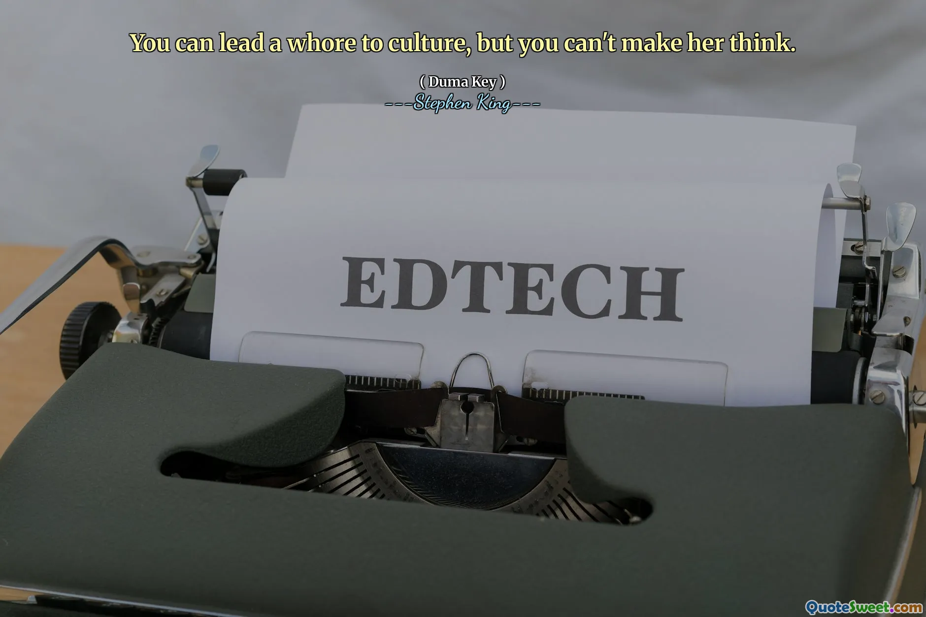 You can lead a whore to culture, but you can't make her think.