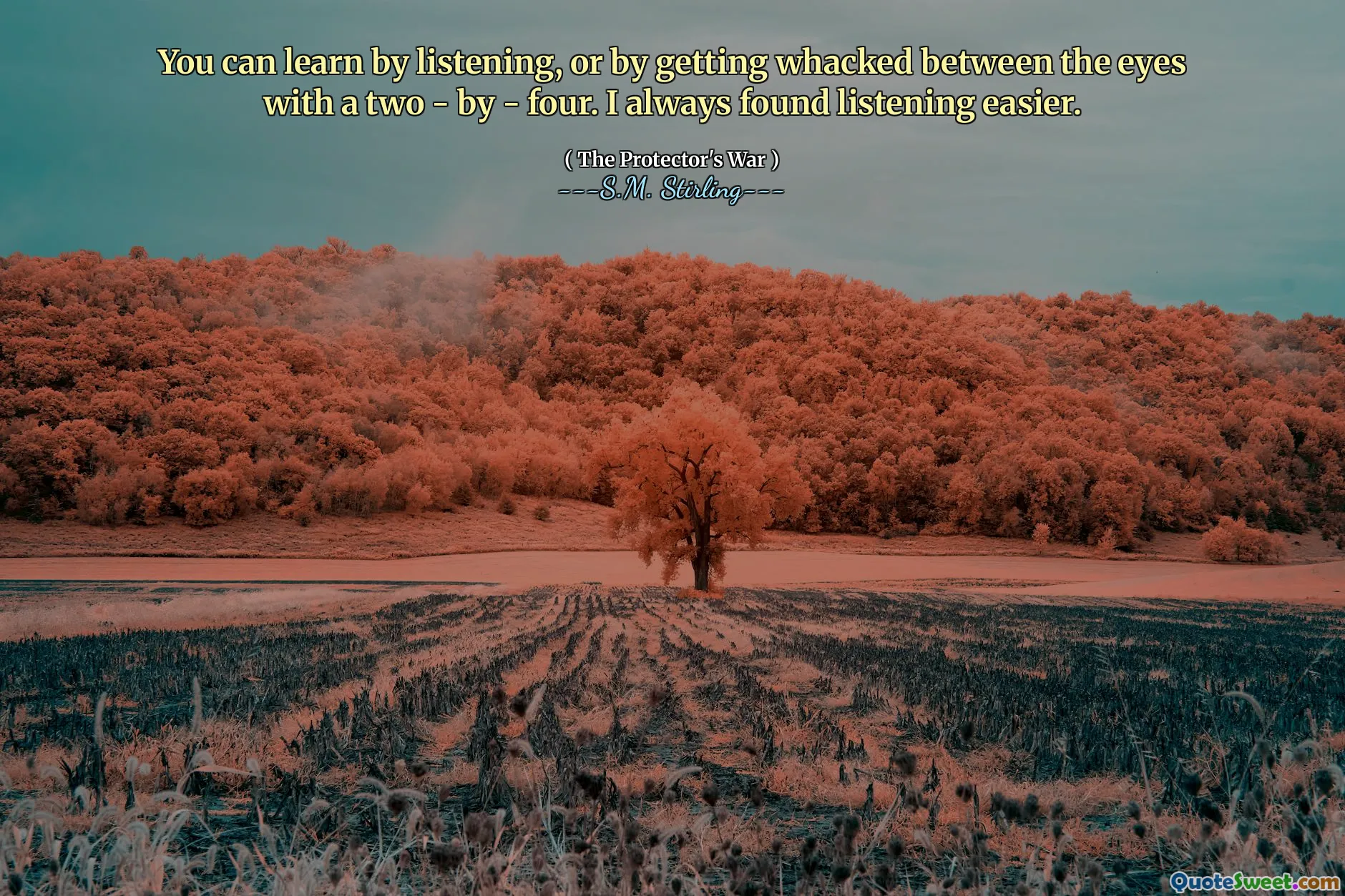 You can learn by listening, or by getting whacked between the eyes with a two - by - four. I always found listening easier.