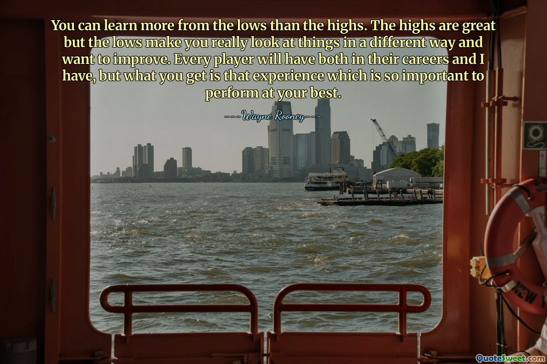 Aus den Tiefs kann man mehr lernen als aus den Höhen. Die Höhen sind großartig, aber die Tiefen wecken einen wirklich anderen Blick auf die Dinge und den Wunsch, sich zu verbessern. Jeder Spieler wird in seiner Karriere beides haben, und ich auch, aber was man bekommt, ist die Erfahrung, die so wichtig ist, um Höchstleistungen zu erbringen.