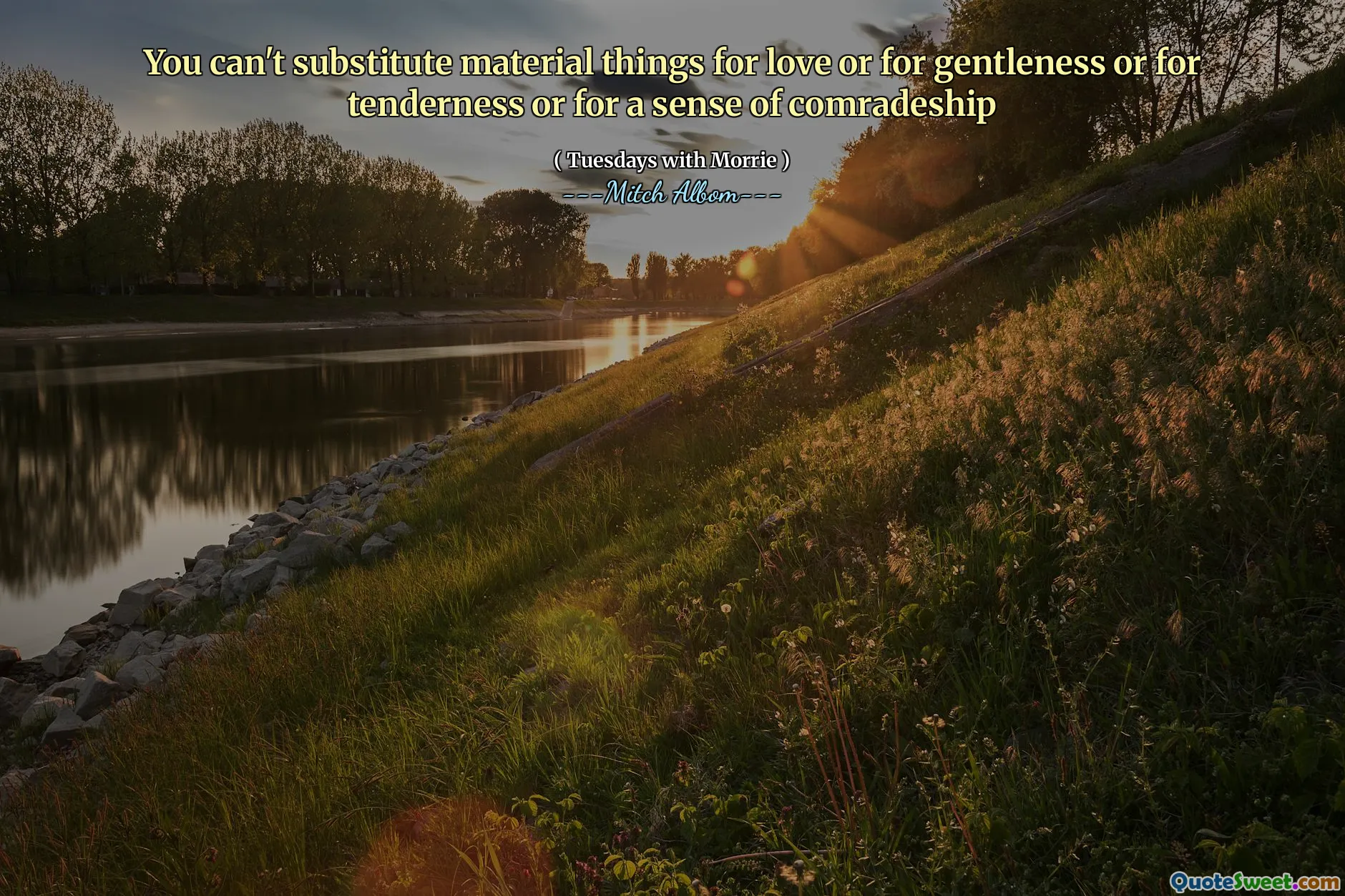 You can't substitute material things for love or for gentleness or for tenderness or for a sense of comradeship