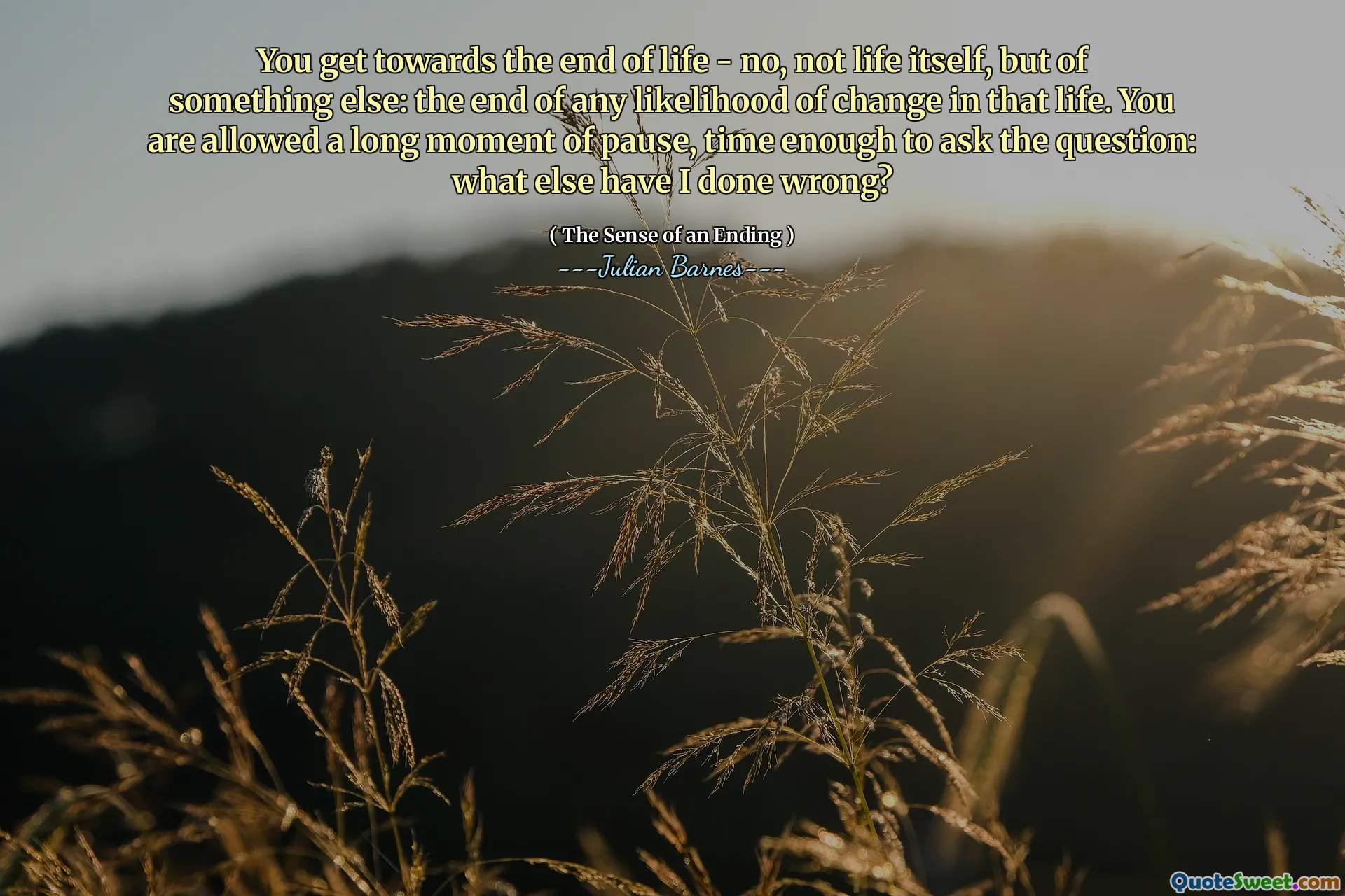 You get towards the end of life - no, not life itself, but of something else: the end of any likelihood of change in that life. You are allowed a long moment of pause, time enough to ask the question: what else have I done wrong?