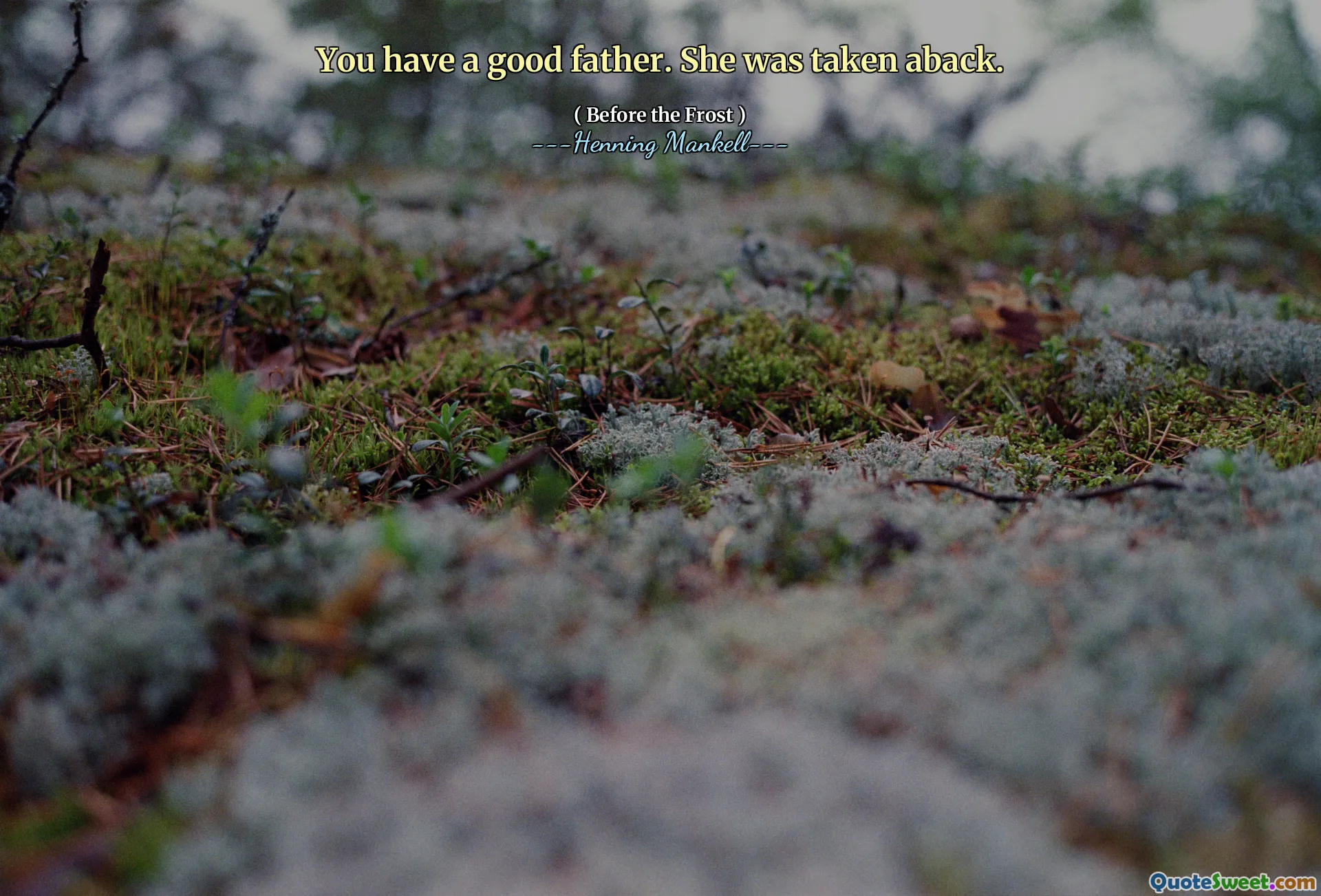 You have a good father. She was taken aback.