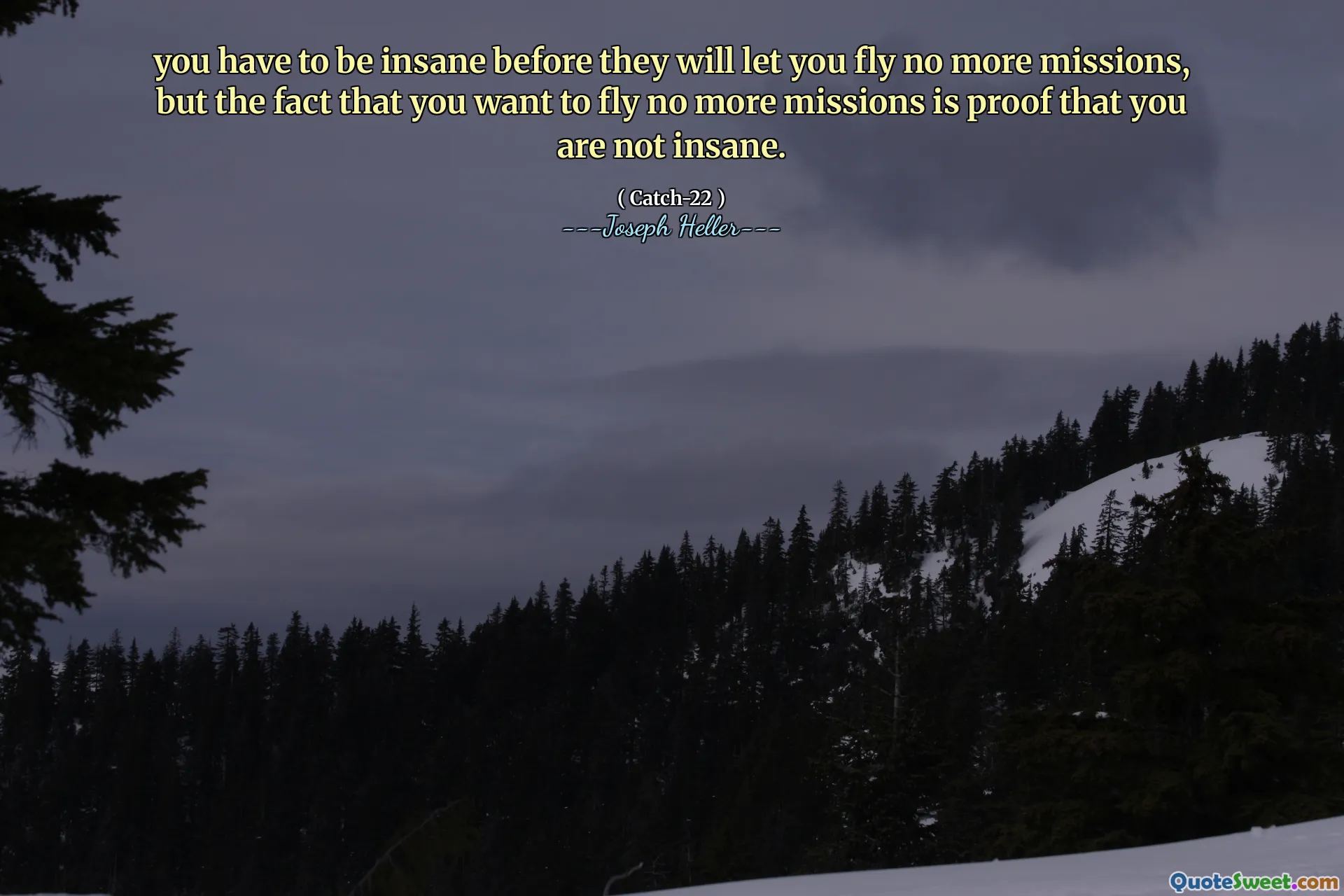 Вы должны быть безумными, прежде чем они позволит вам больше не выполнять миссии, но тот факт, что вы хотите больше не выполнять миссии, является доказательством того, что вы не безумны.