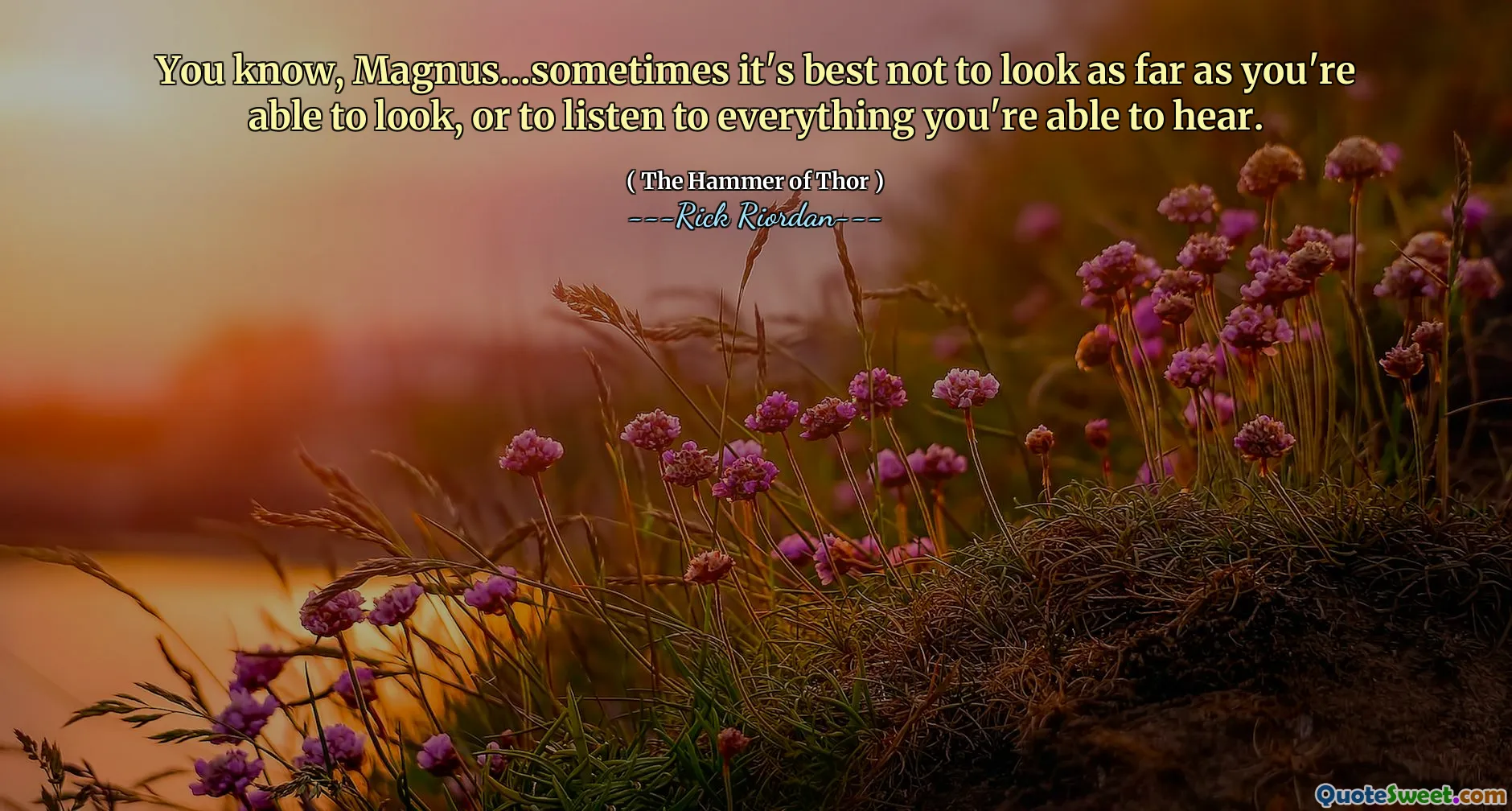 You know, Magnus…sometimes it's best not to look as far as you're able to look, or to listen to everything you're able to hear.