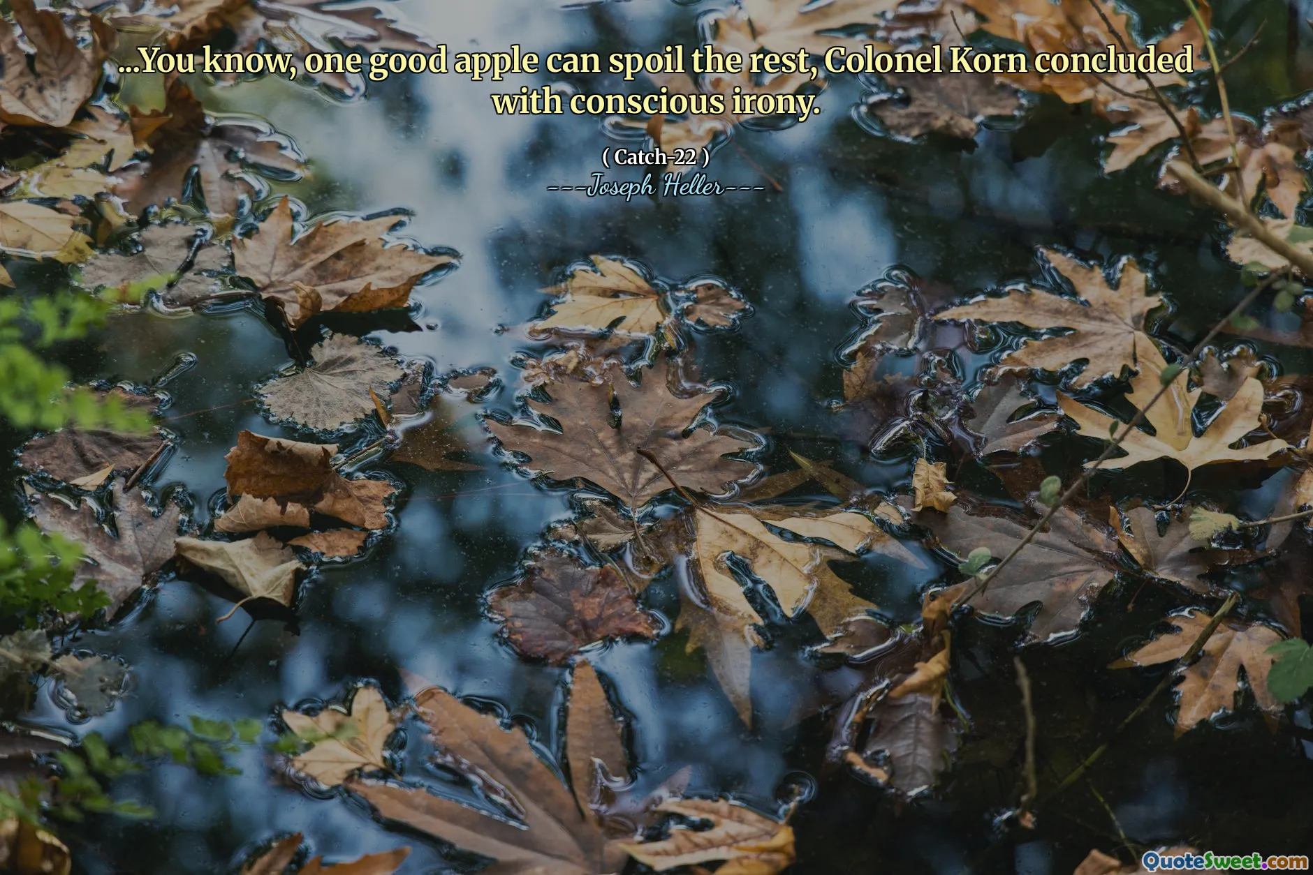 ...You know, one good apple can spoil the rest, Colonel Korn concluded with conscious irony.