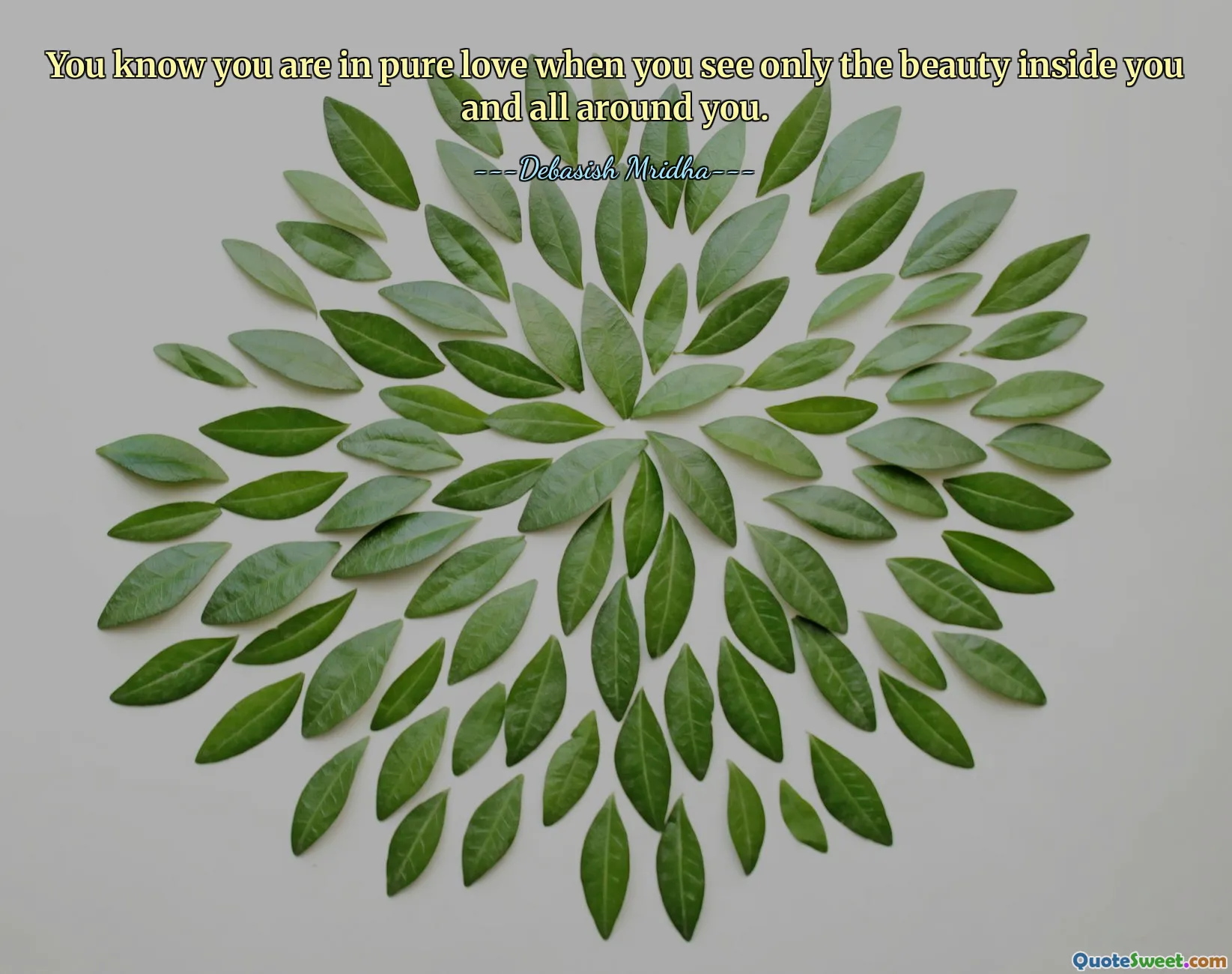 You know you are in pure love when you see only the beauty inside you and all around you.