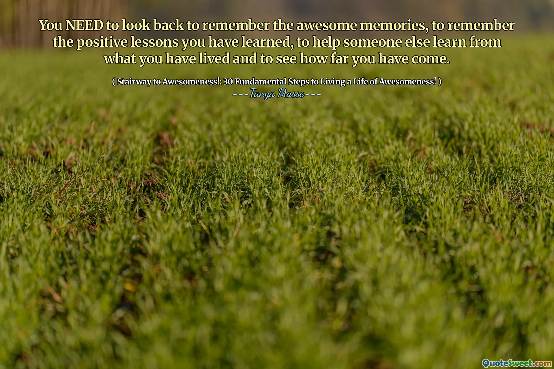 You NEED to look back to remember the awesome memories, to remember the positive lessons you have learned, to help someone else learn from what you have lived and to see how far you have come.
