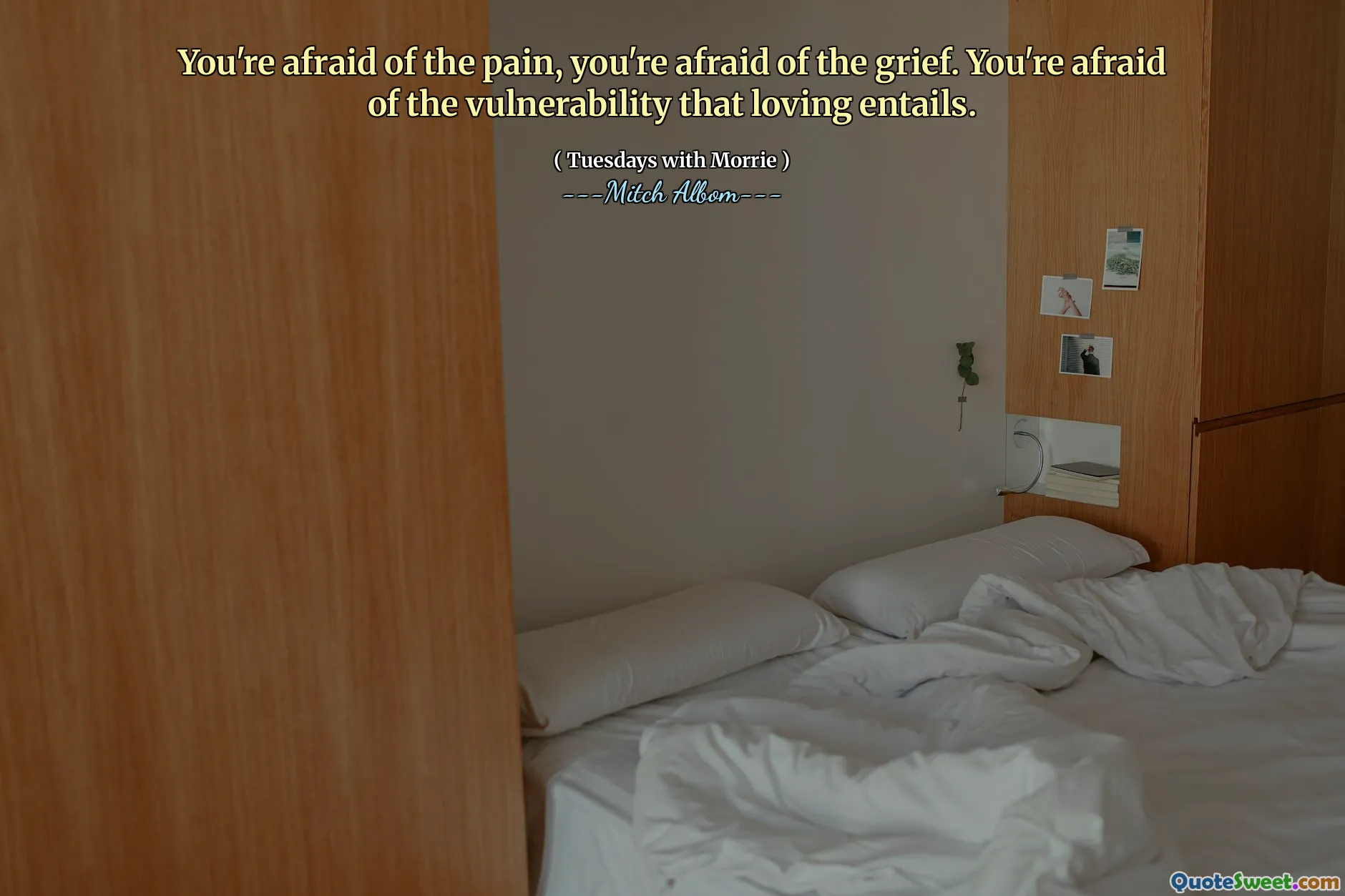 You're afraid of the pain, you're afraid of the grief. You're afraid of the vulnerability that loving entails.