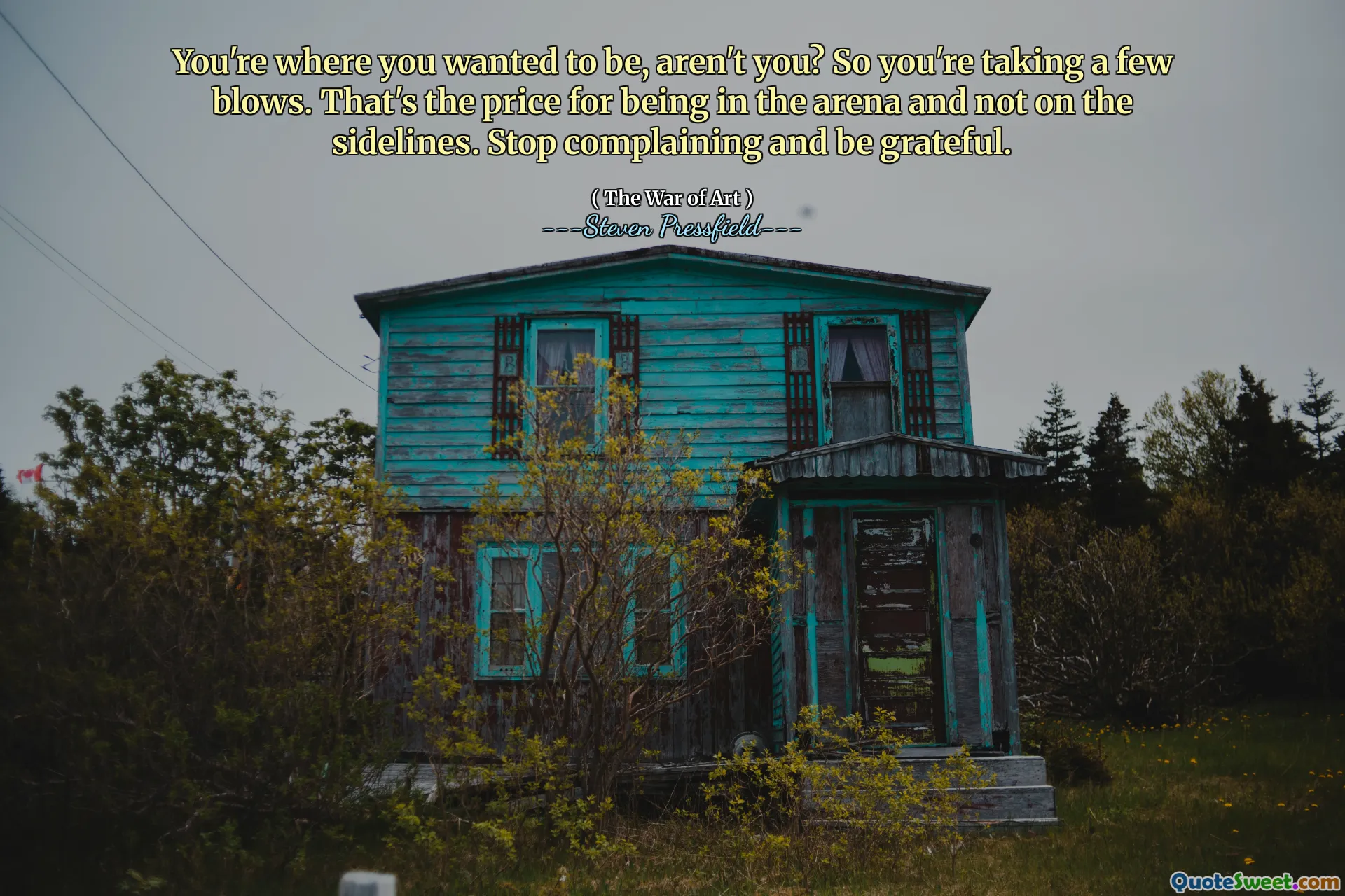 You're where you wanted to be, aren't you? So you're taking a few blows. That's the price for being in the arena and not on the sidelines. Stop complaining and be grateful.