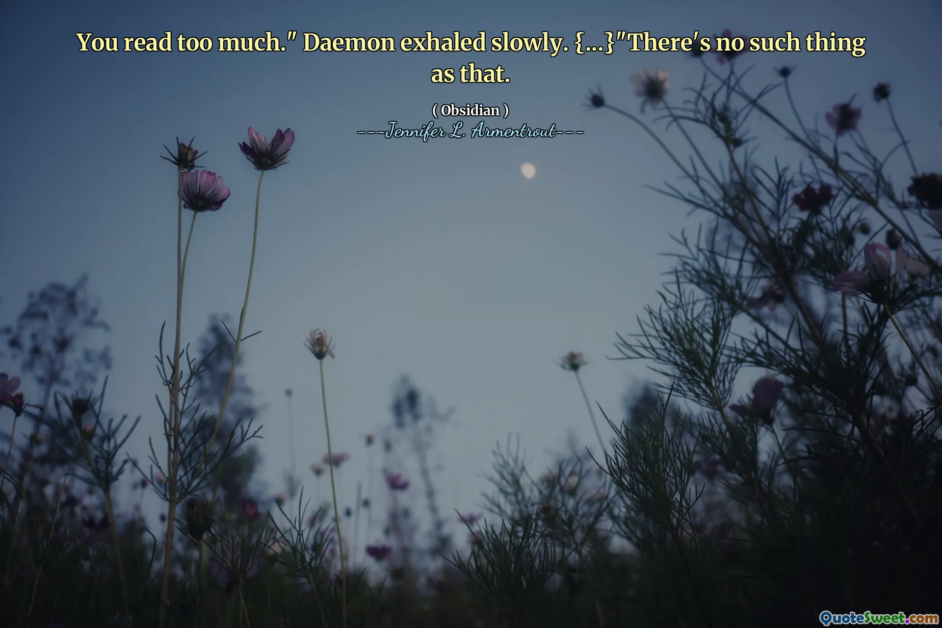 You read too much." Daemon exhaled slowly. {...}"There's no such thing as that.