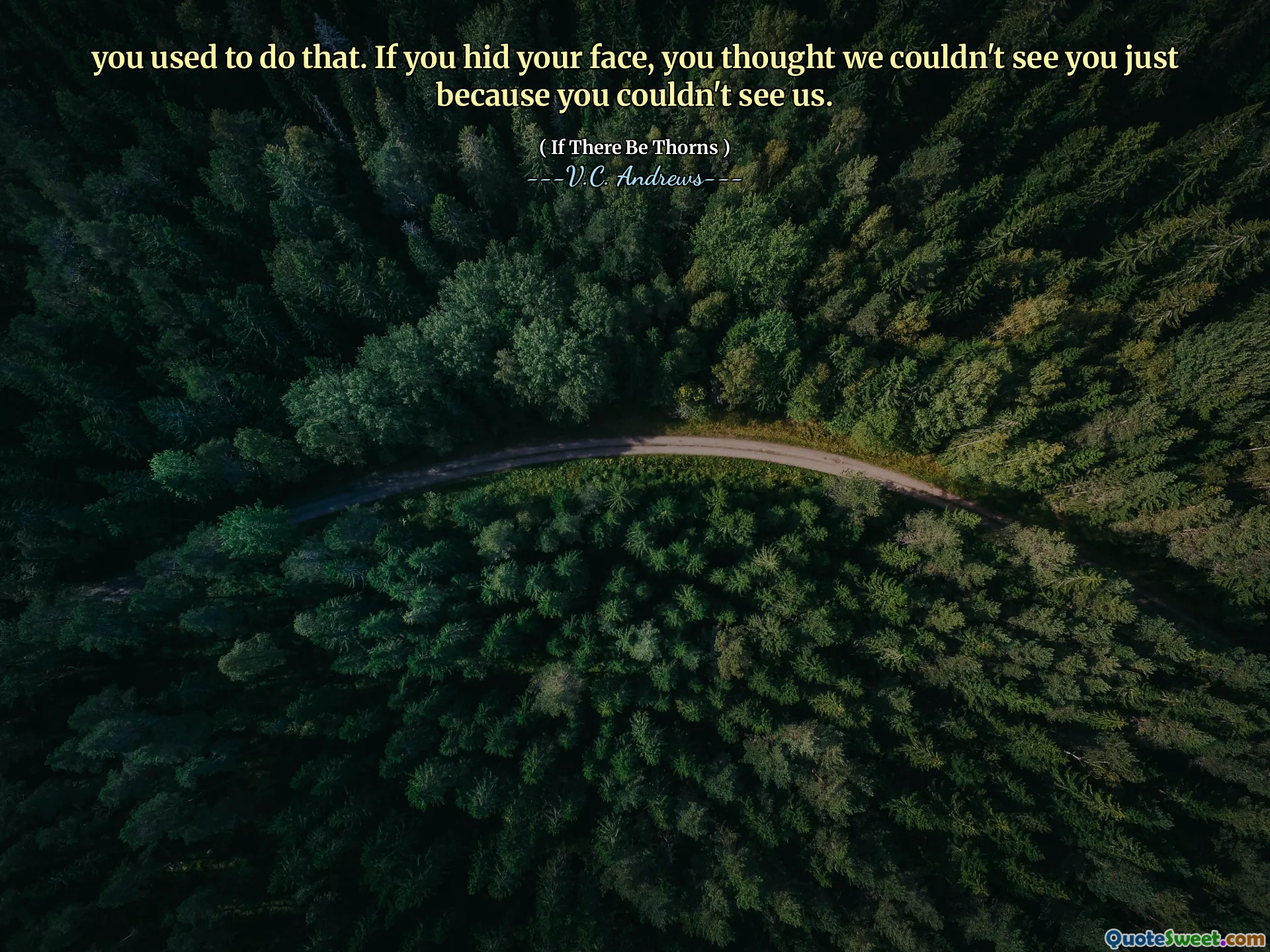 you used to do that. If you hid your face, you thought we couldn't see you just because you couldn't see us.