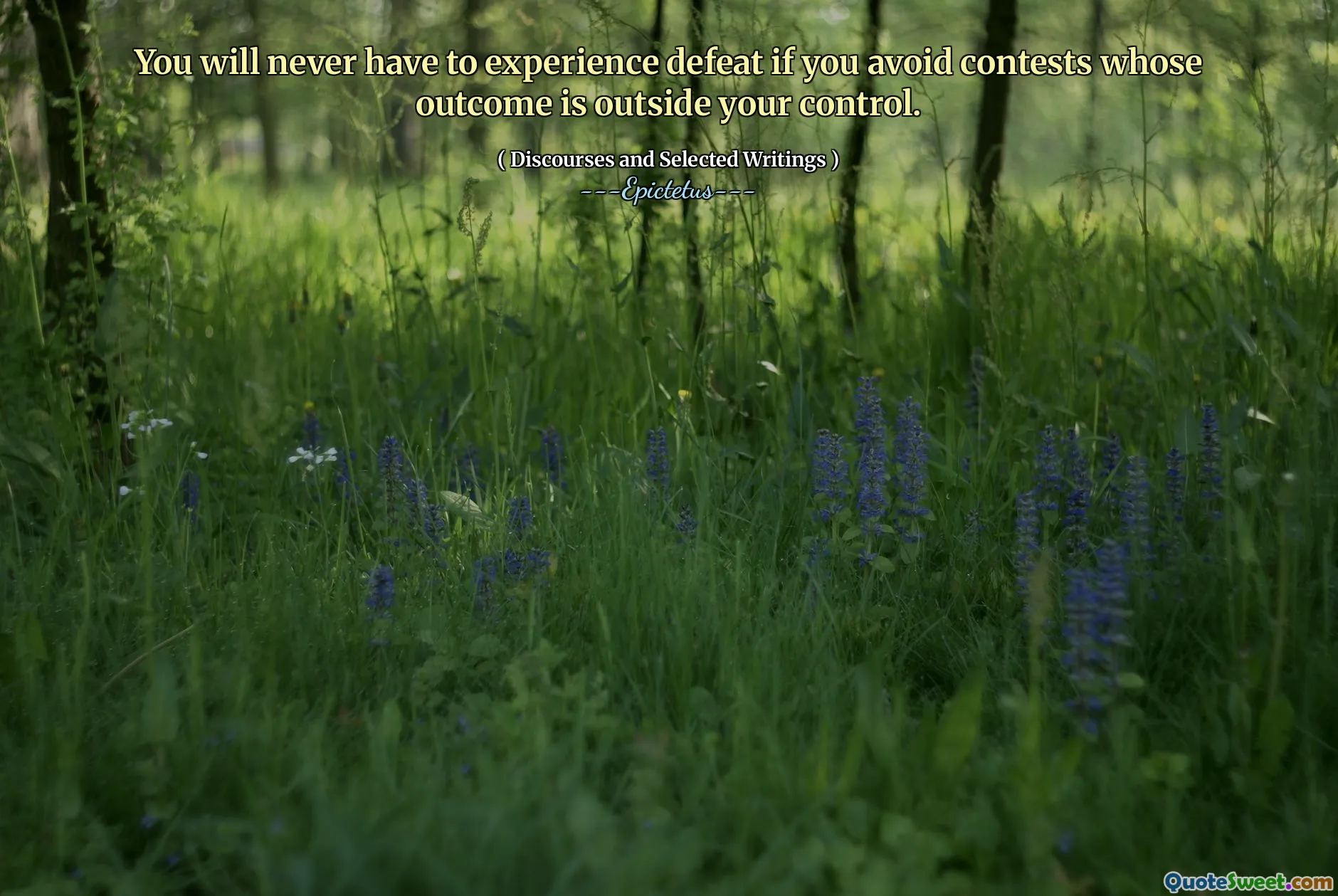 You will never have to experience defeat if you avoid contests whose outcome is outside your control.