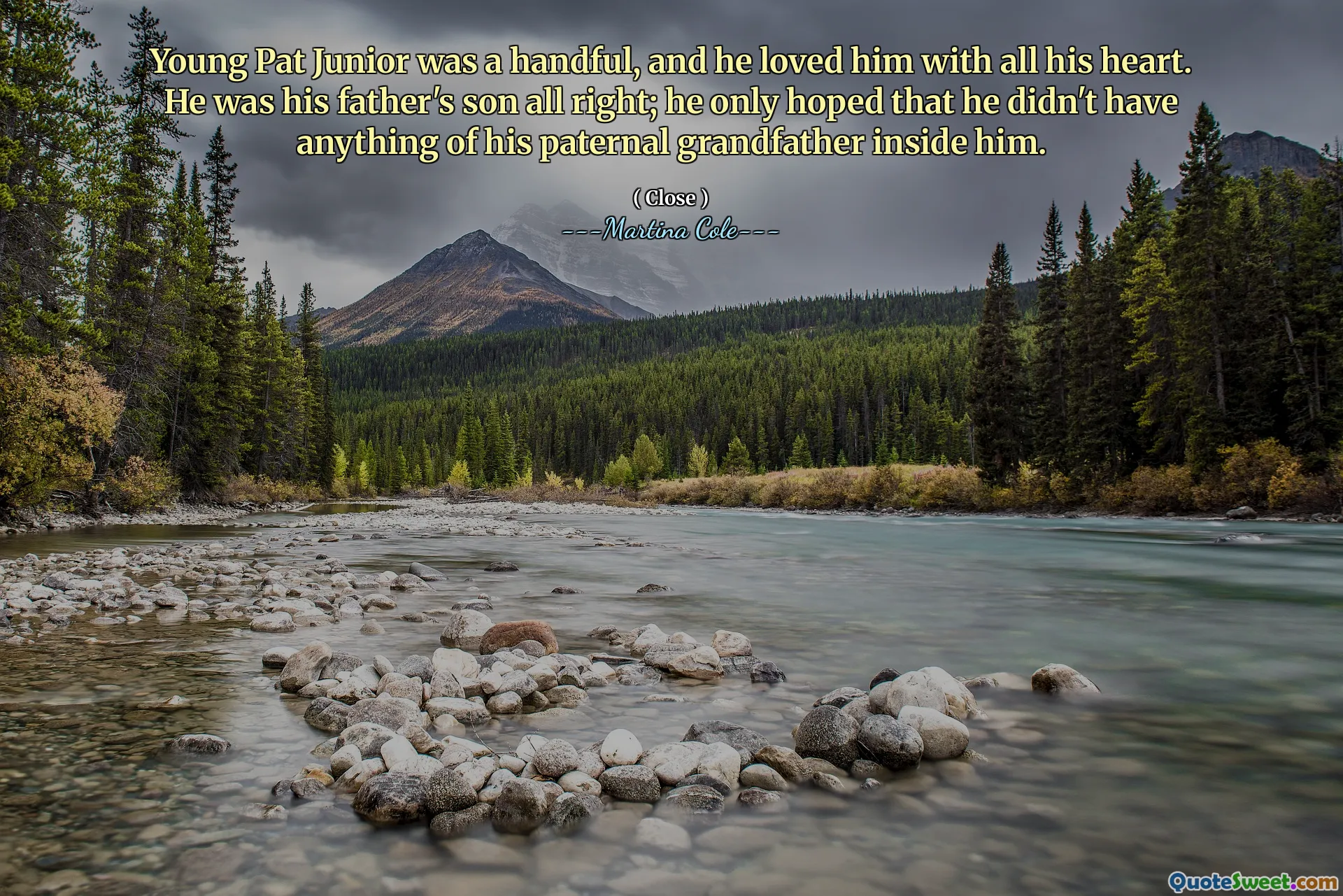 Unga Pat Junior var en handfull, och han älskade honom av hela sitt hjärta. Han var hans fars son okej; Han hoppades bara att han inte hade något av sin farfar i honom.