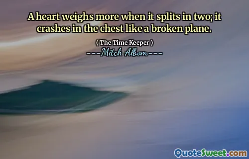 A heart weighs more when it splits in two; it crashes in the chest like a broken plane.