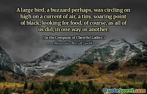 一只大鸟，也许是一只嗡嗡声，在空气中盘旋在高处，这是黑色的微小，飞涨的点，当然要像我们所有人一样，以一种或另一种方式寻找食物。