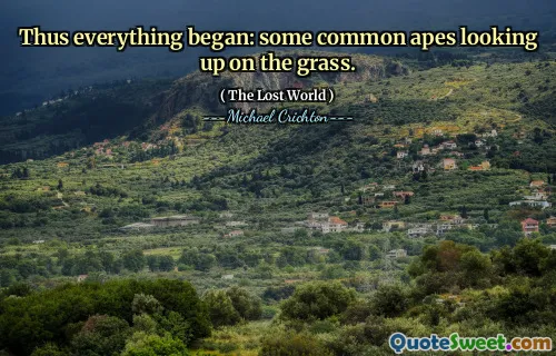 Thus everything began: some common apes looking up on the grass.