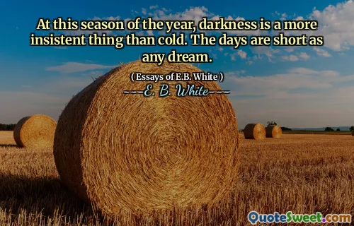 At this season of the year, darkness is a more insistent thing than cold. The days are short as any dream.