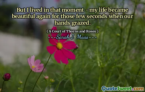 But I lived in that moment - my life became beautiful again for those few seconds when our hands grazed.