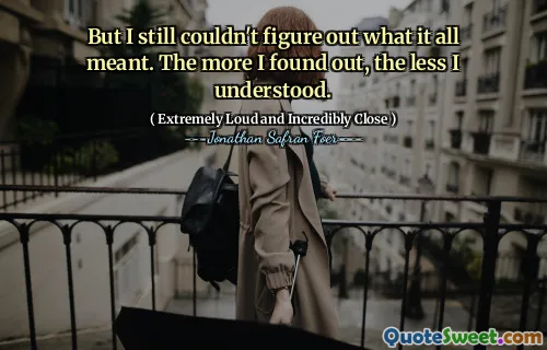 But I still couldn't figure out what it all meant. The more I found out, the less I understood.