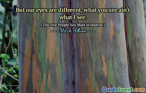Ale naše oči jsou jiné, to, co vidíte, není to, co vidím.
