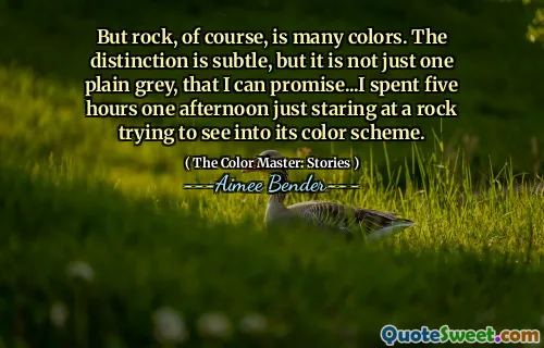 But rock, of course, is many colors. The distinction is subtle, but it is not just one plain grey, that I can promise...I spent five hours one afternoon just staring at a rock trying to see into its color scheme.