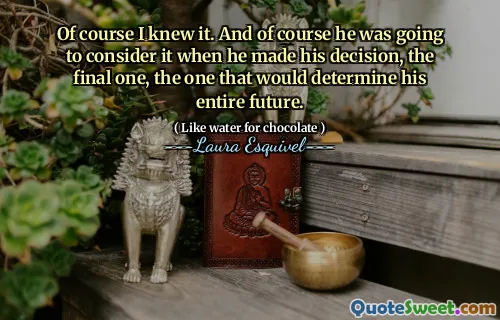 Of course I knew it. And of course he was going to consider it when he made his decision, the final one, the one that would determine his entire future.