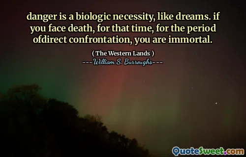 危险是一种生物学的必要性，就像梦一样。如果您在那段时间面对死亡，则在直接对抗期间，您就是不朽的。