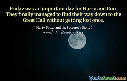 Friday was an important day for Harry and Ron. They finally managed to find their way down to the Great Hall without getting lost once.