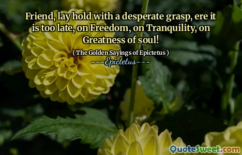 Friend, lay hold with a desperate grasp, ere it is too late, on Freedom, on Tranquility, on Greatness of soul!